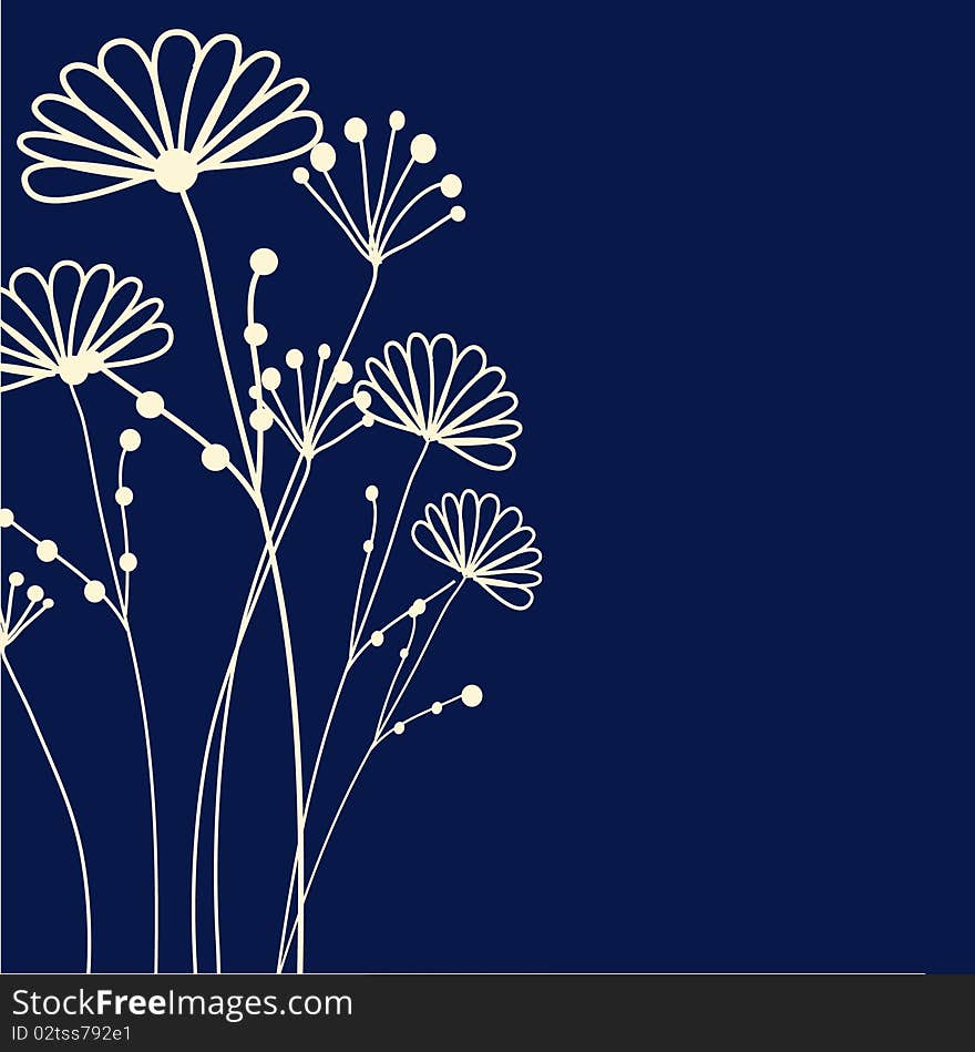 Flowers in a retro style, on a strict background. Flowers in a retro style, on a strict background