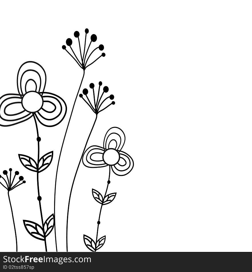 Flowers in a retro style, on a strict background. Flowers in a retro style, on a strict background