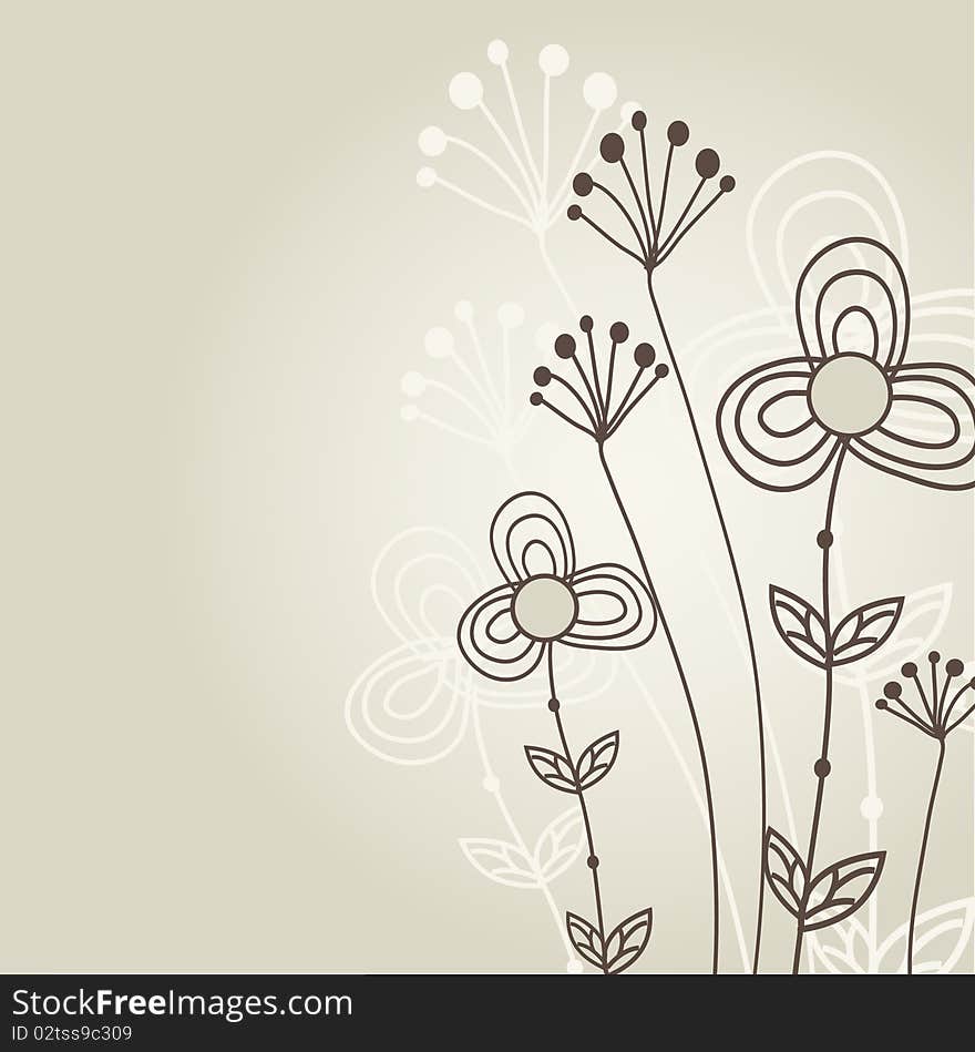 Flowers in a retro style, on a strict background. Flowers in a retro style, on a strict background