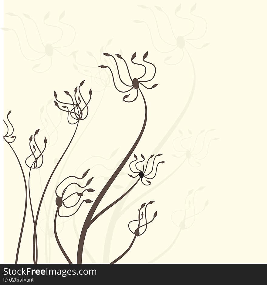 Flowers in a retro style, on a strict background. Flowers in a retro style, on a strict background