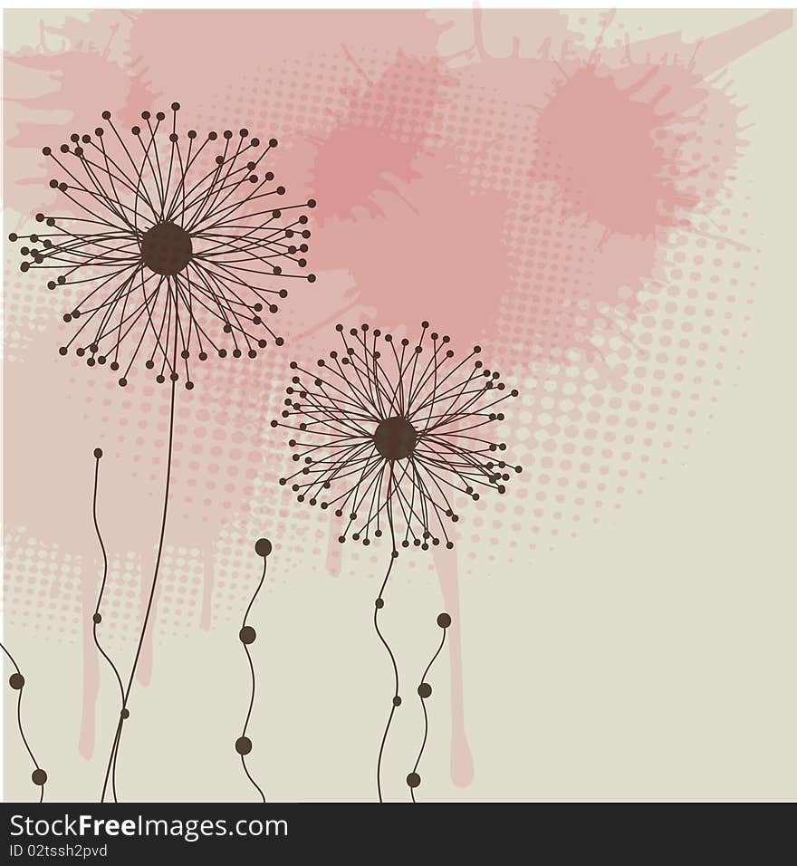 Flowers in a retro style, on a strict background. Flowers in a retro style, on a strict background