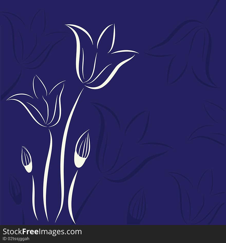 Flowers in a retro style, on a strict background. Flowers in a retro style, on a strict background