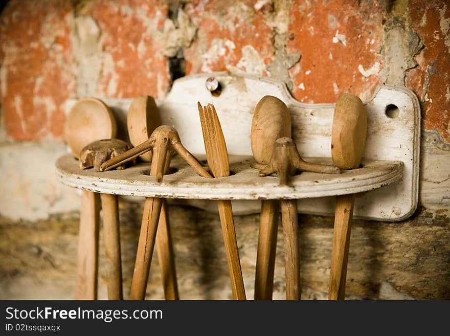 Retro wooden spoons and forks