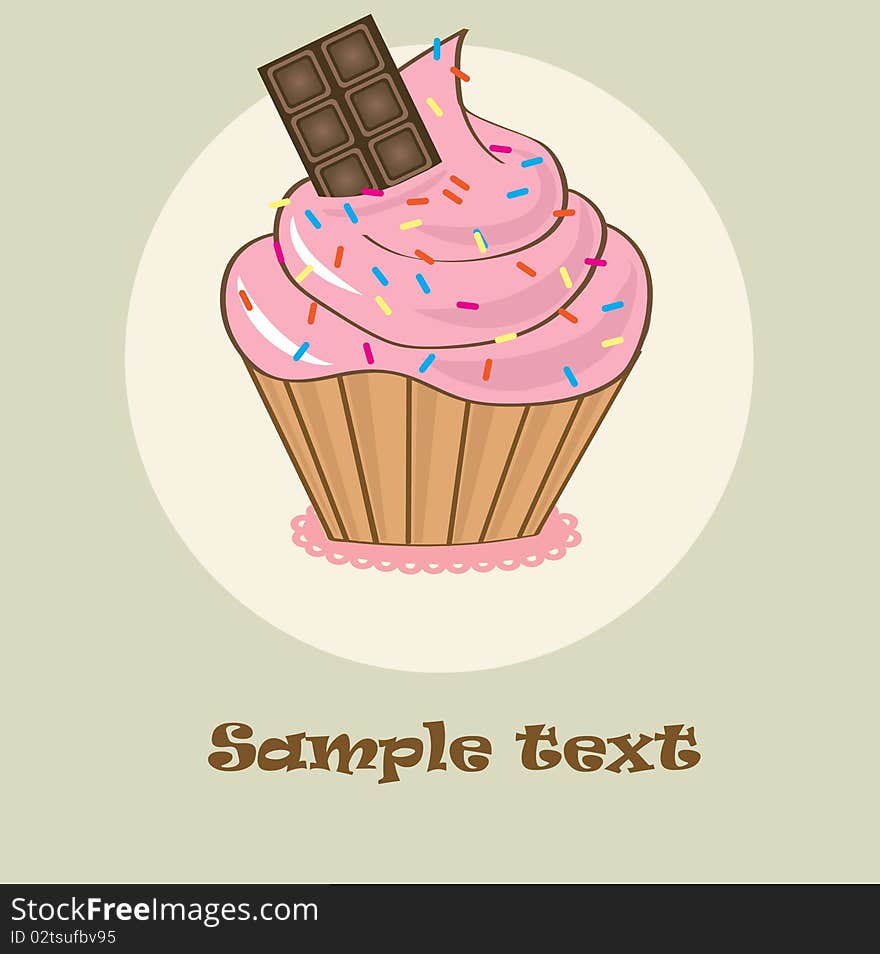 Birthdays card with cupcake.Vector illustration