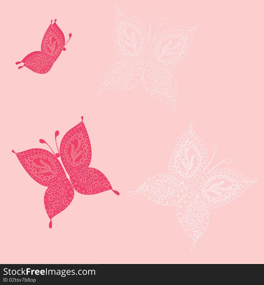 Floral card with decorative butterflies. Floral card with decorative butterflies