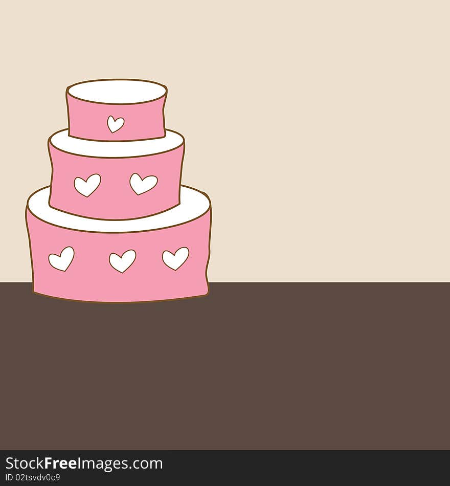 Valentine card with cupcake and hearts.