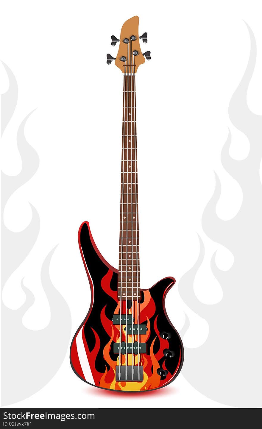 Vector black bass guitar