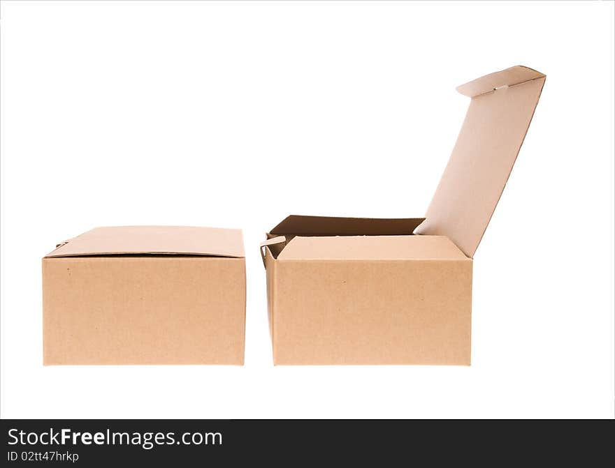 Brown cardboard box, Isolated on white.