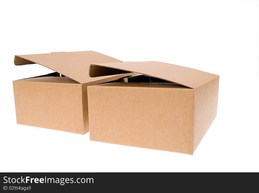 Brown Cardboard Box, Isolated On White.