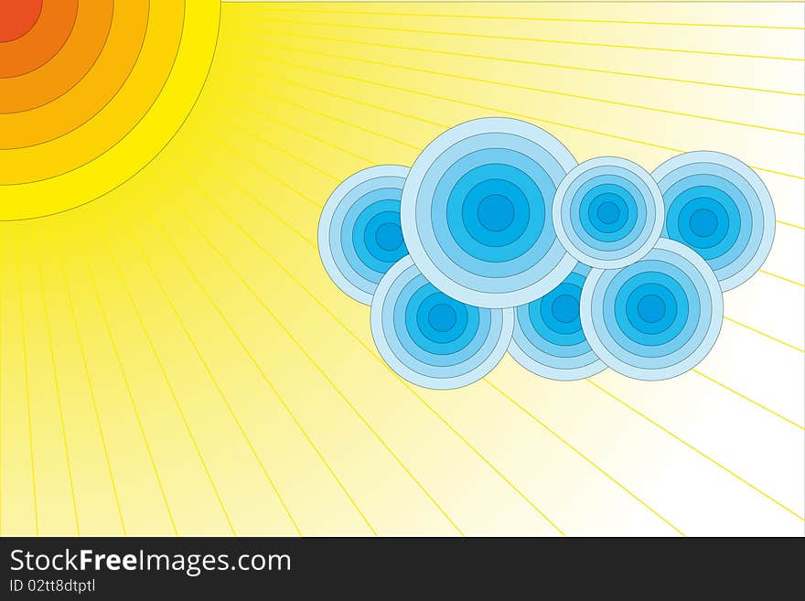 The abstract sun and clouds background. The abstract sun and clouds background