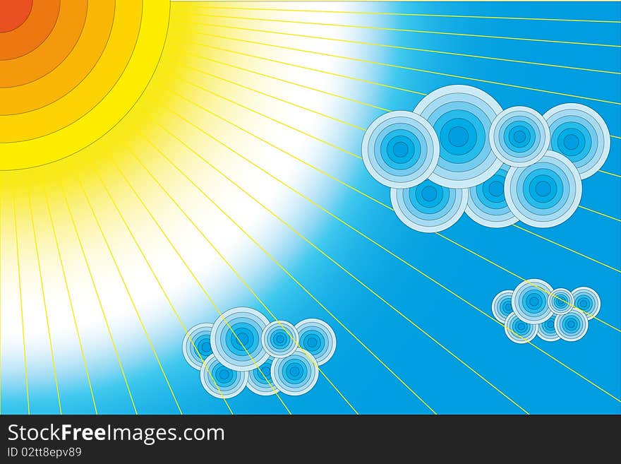 The abstract sun and clouds background. The abstract sun and clouds background