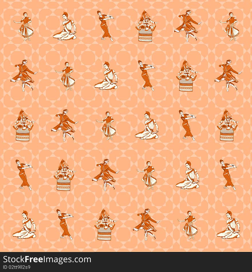 Pattern background of indian dance postures