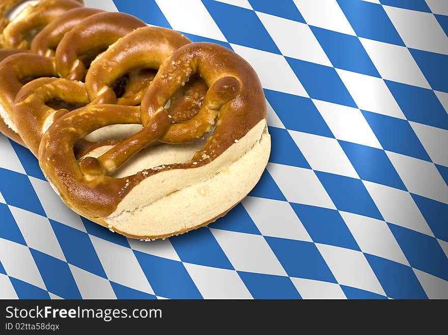 German Bavarian Oktoberfest pretzel with flag