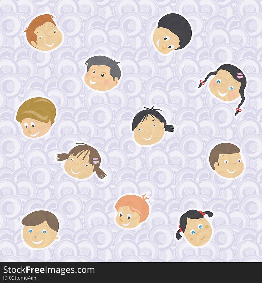 Pattern background of children faces