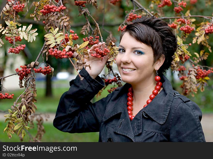 Pretty girl walking in autumn park. Pretty girl walking in autumn park