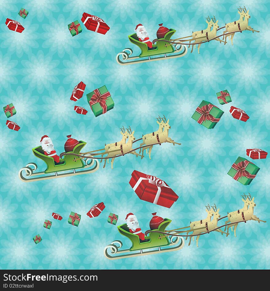 Pattern background of santa claus and gift boxes