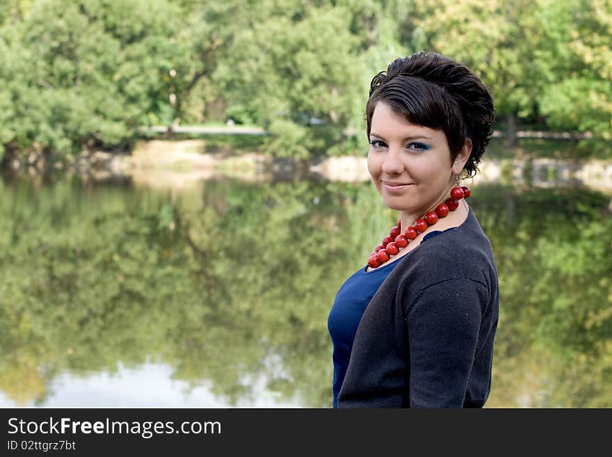 Pretty girl in autumn park