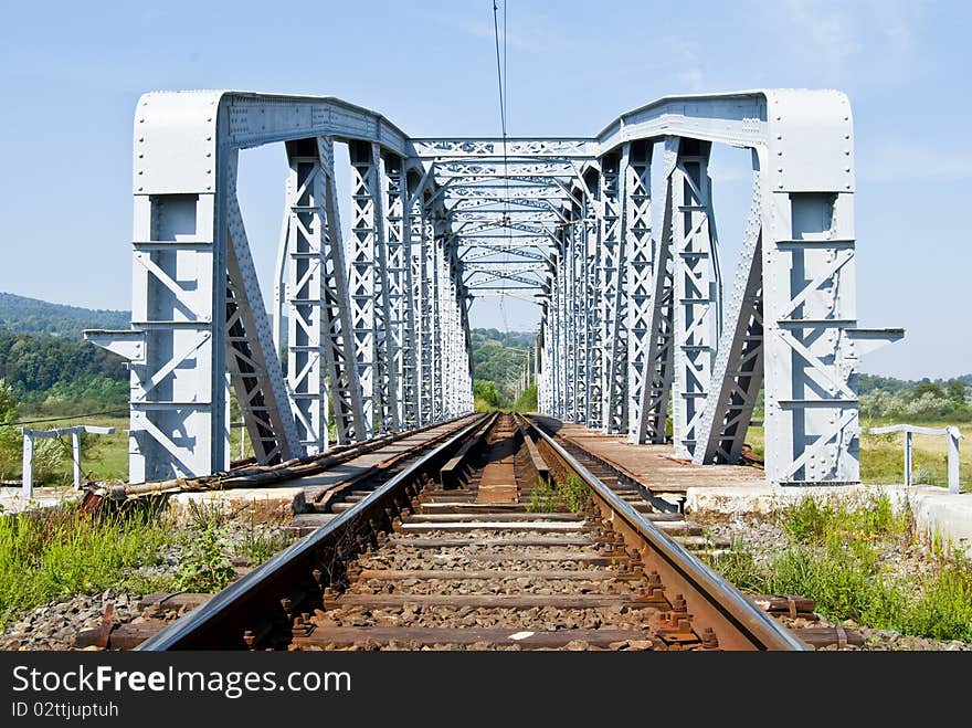 Railroad bridge that passes over water