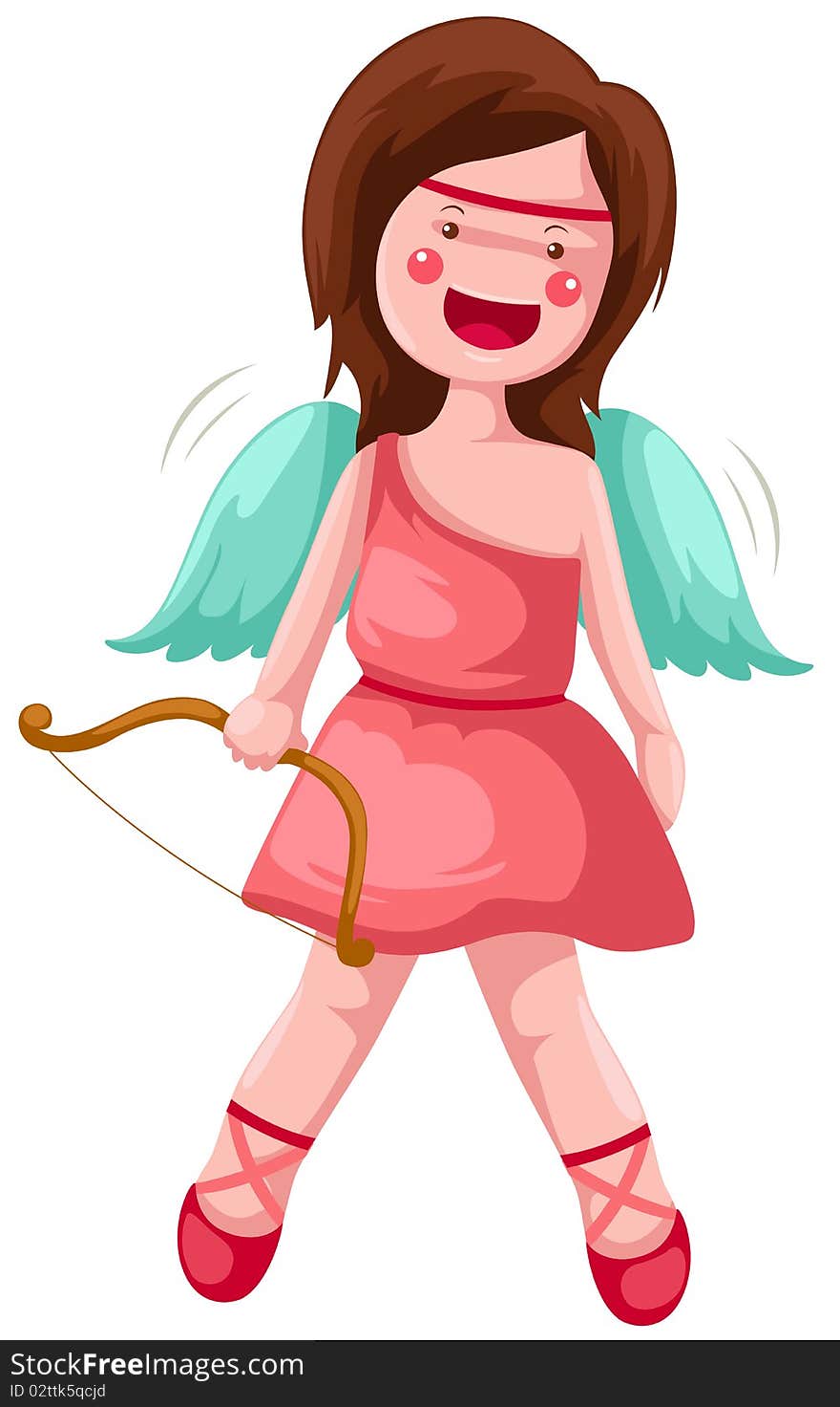 Illustration of isolated cartoon cupid on white background