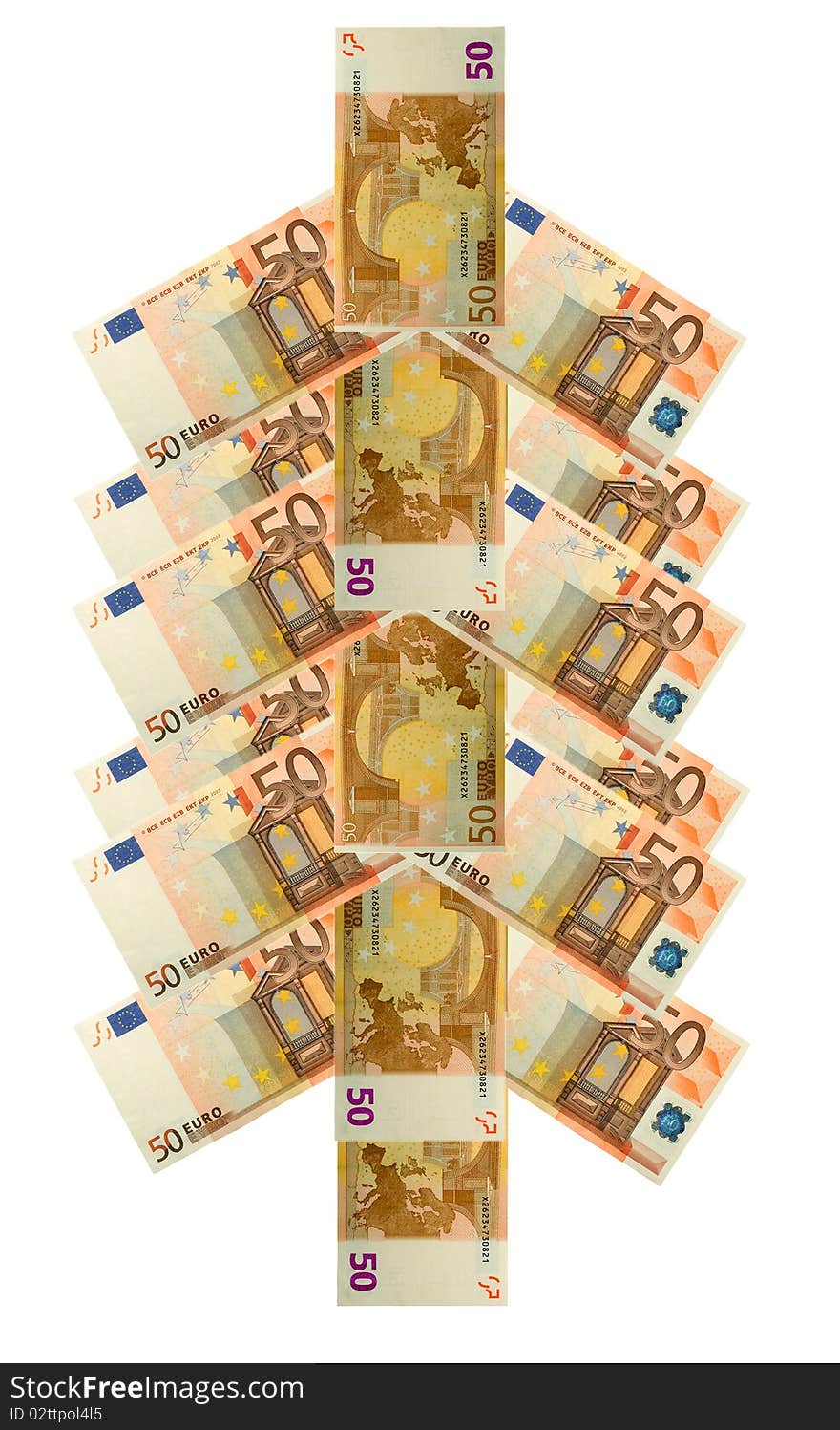 Money tree concept from fifty euro banknote