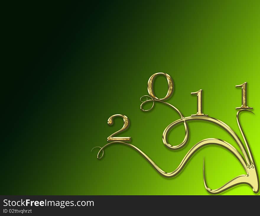 Written golden decoraziione resting on shaded green background. Written golden decoraziione resting on shaded green background