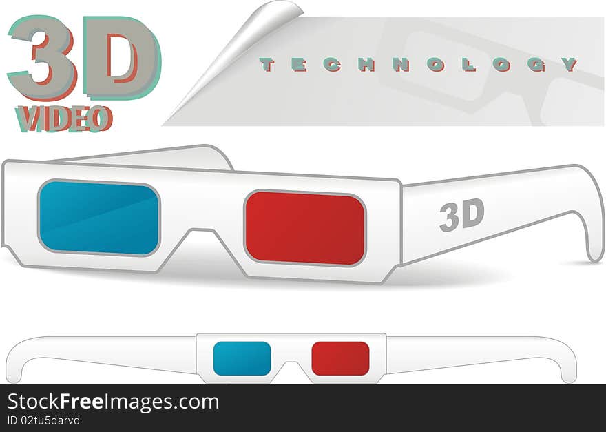 An illustration of stereo eyeglasses for 3d pictures and movies