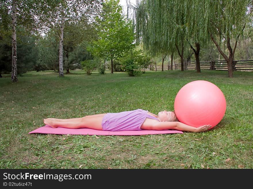 Girl engages in yoga