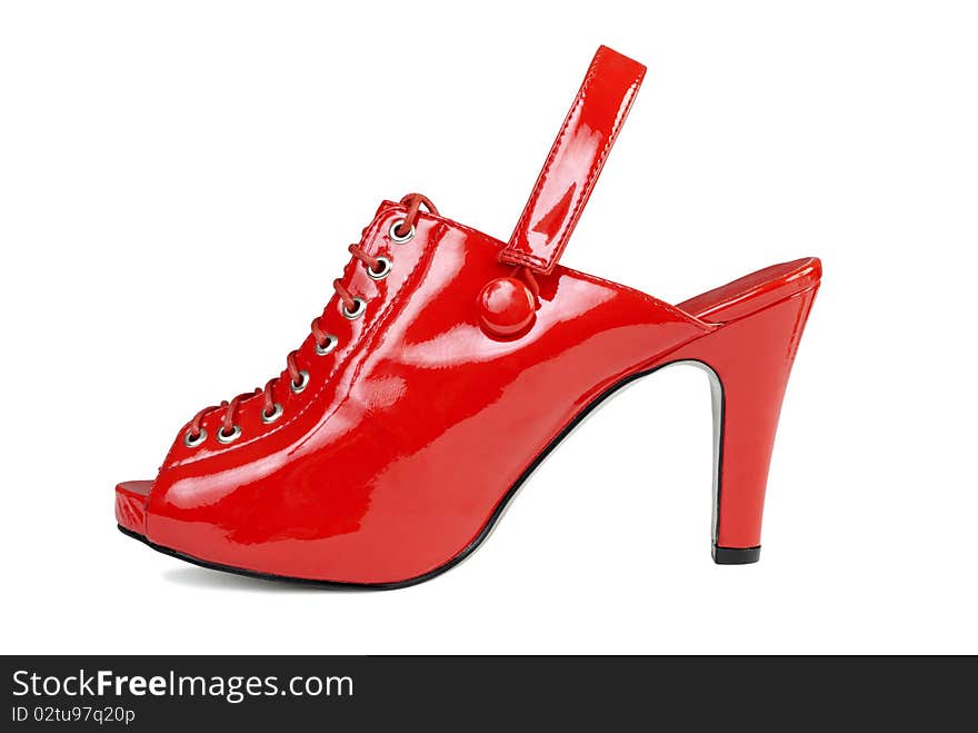 Red leather shoe | Isolated