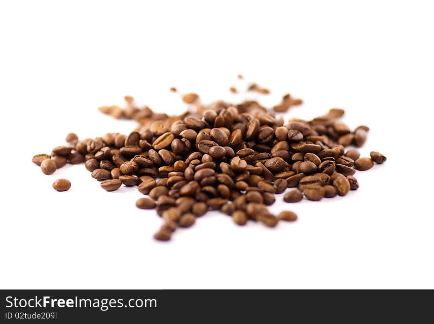 Small circle aromatic coffee on white background