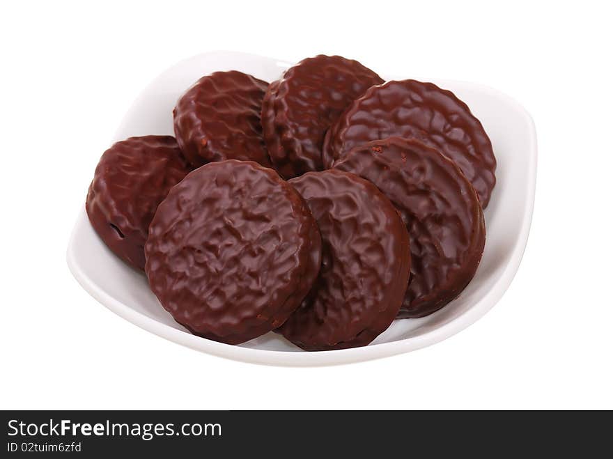 Photo of chocolate cookies isolated on white