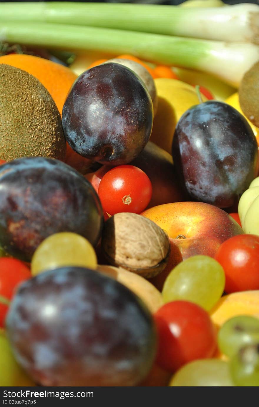 Detailed image of some fruits and vegetables. Detailed image of some fruits and vegetables