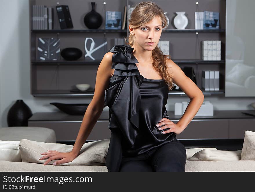 Elegant Woman In Home Interior