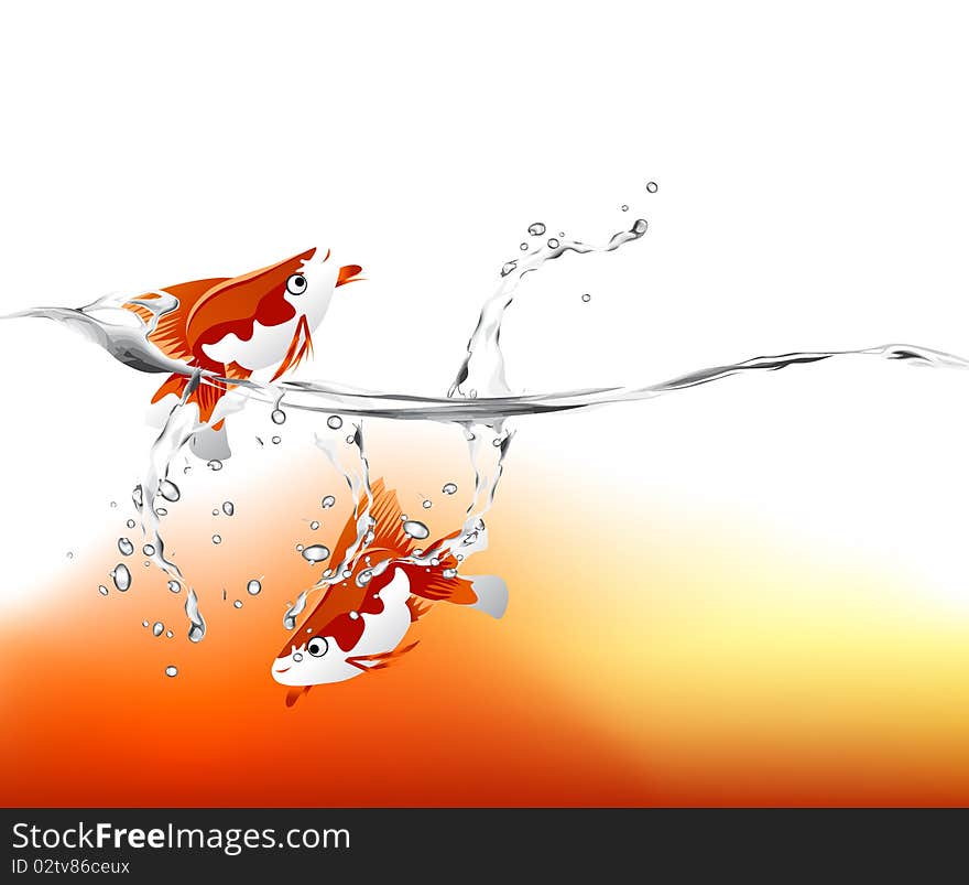 Goldfish jumping