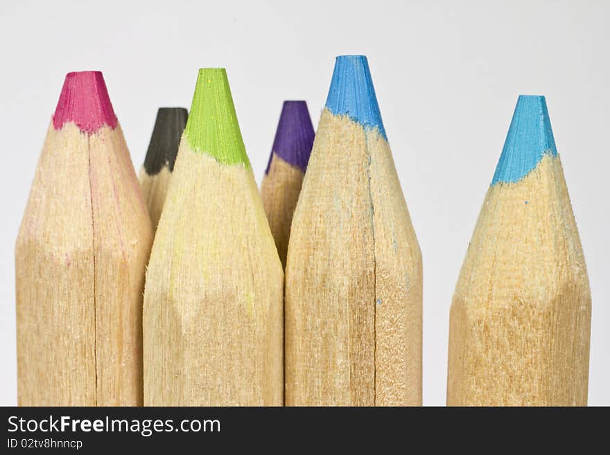 Macro shot of colored pencils.