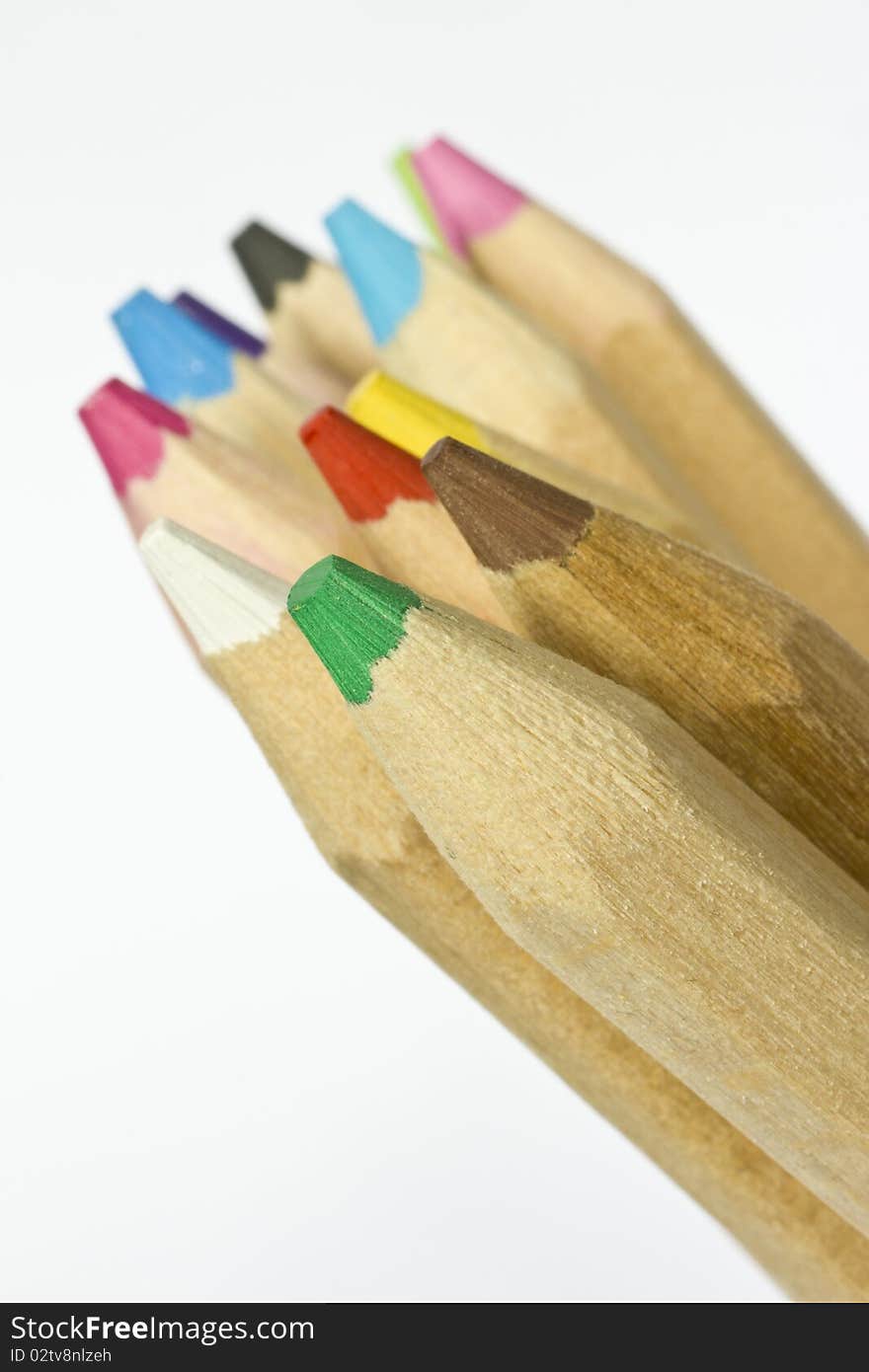 Macro shot of colored pencils.