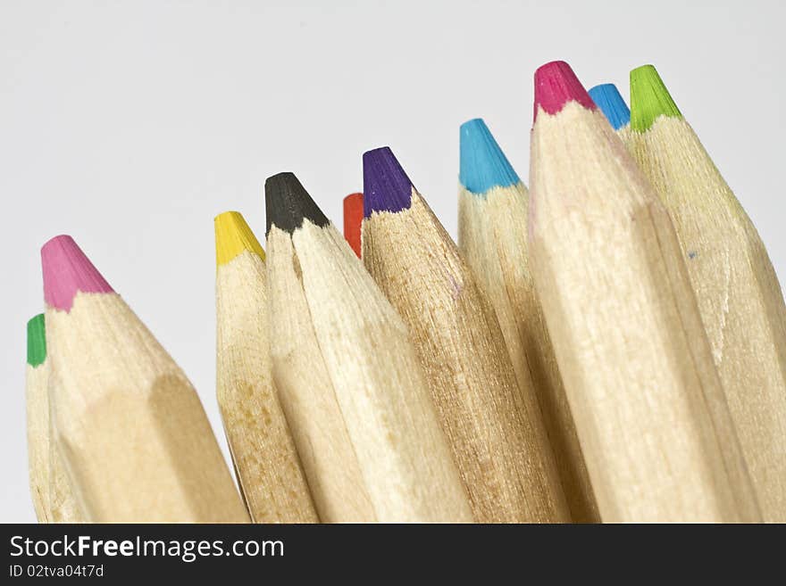 Macro shot of colored pencils.