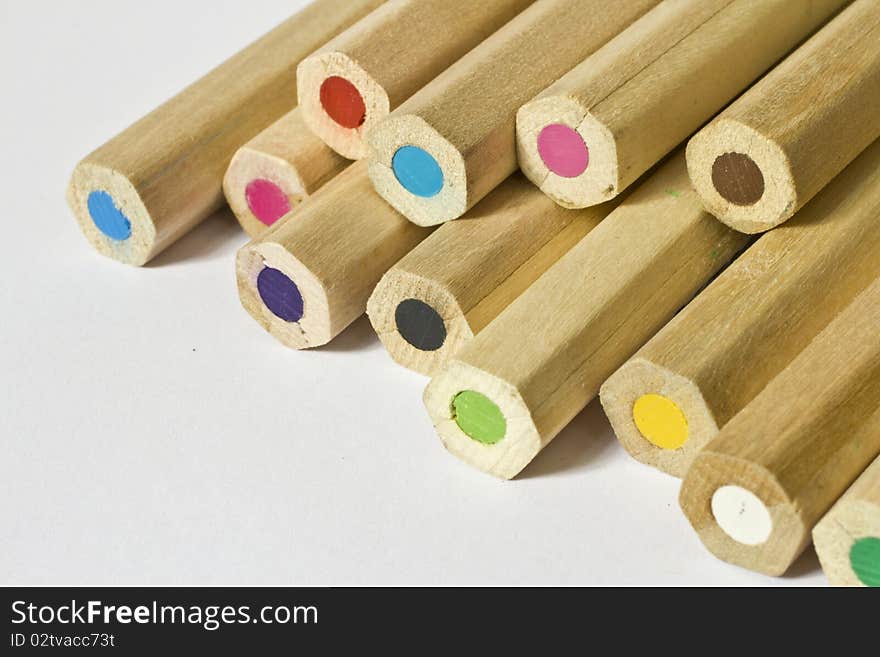 Macro shot of colored pencils.