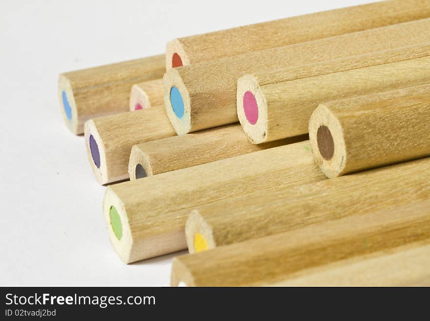 Macro shot of colored pencils.