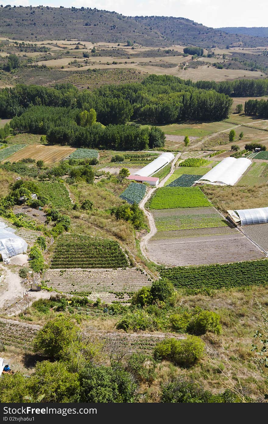 Cultivated land in a rural landscape