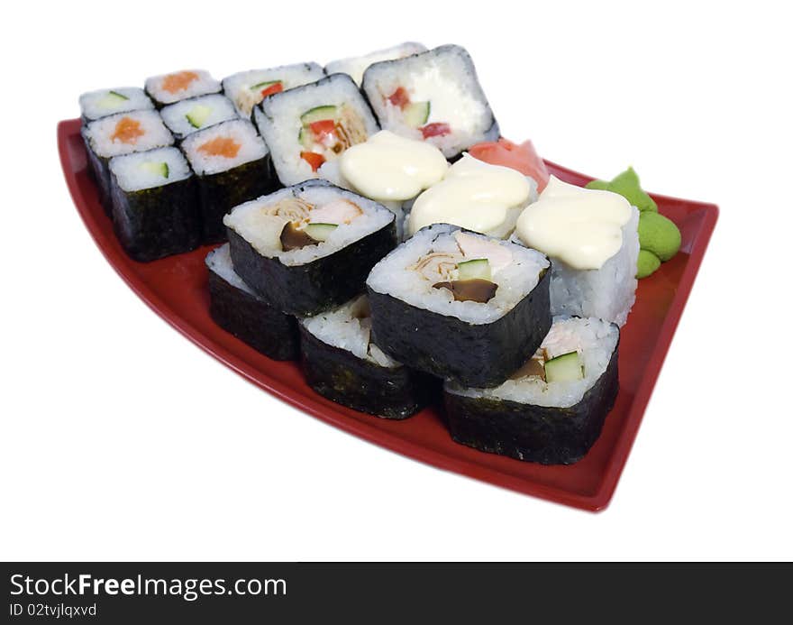 Photo of a rolled and sushi