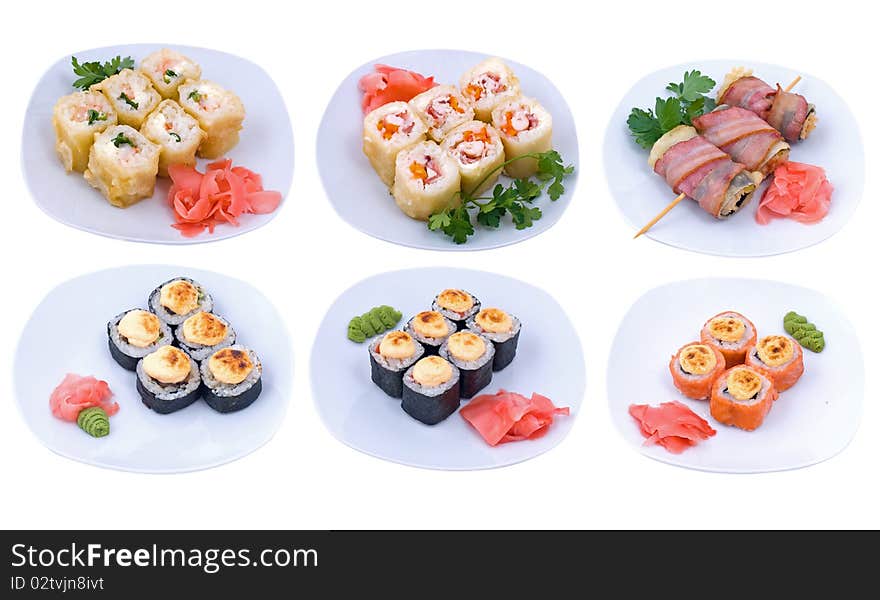 Photo of a set rolled and sushi. Photo of a set rolled and sushi