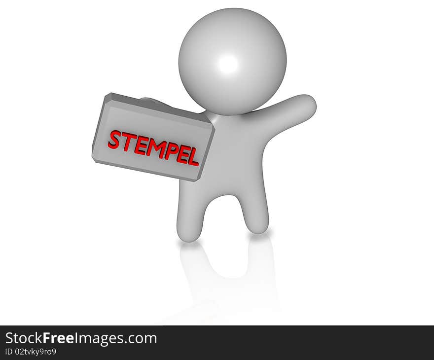 An plain 3d guy with the german word stempel for stamp. An plain 3d guy with the german word stempel for stamp