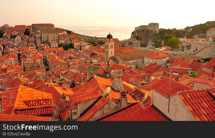 Sunset in Old Town. Dubrovnik, Croatia. Sunset in Old Town. Dubrovnik, Croatia