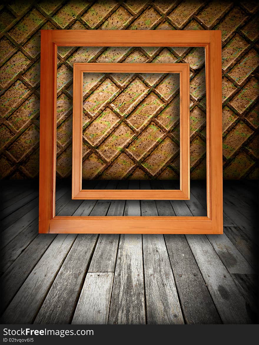 Wood Frame On The Wall Color Of Golden Color Shift