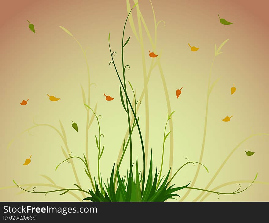 Vector illustration. Stem leaf and fall autumn background. Vector illustration. Stem leaf and fall autumn background.