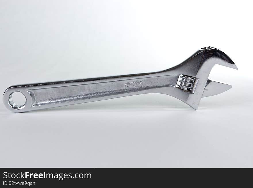 Isolated adjustable chrome mechanics wrench. Isolated adjustable chrome mechanics wrench