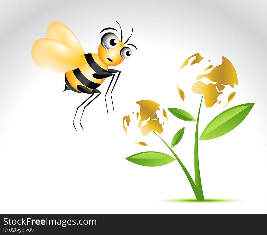 Happy Bee Character, cartoon Illustration.