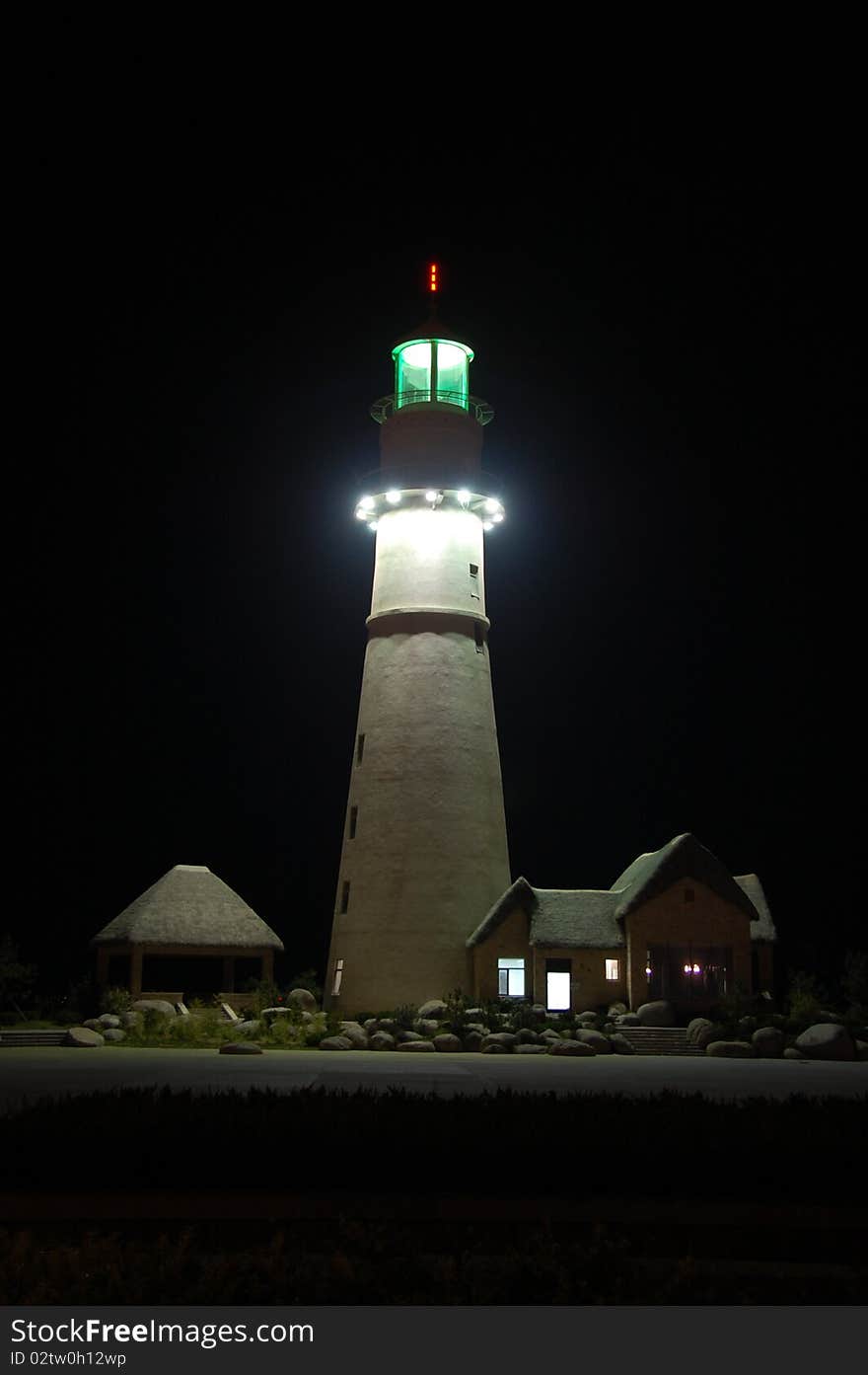 Lighthouse Navigation Night view Thatched cottage