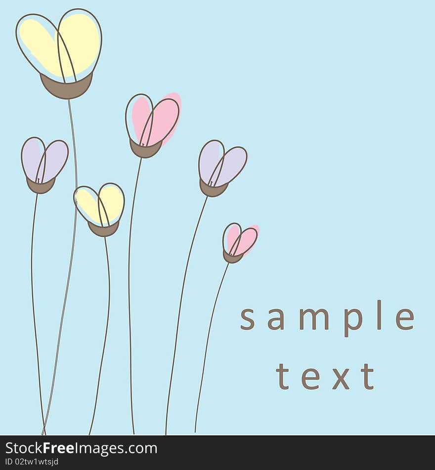 Flowers on a quiet background with pastel colors. Flowers on a quiet background with pastel colors