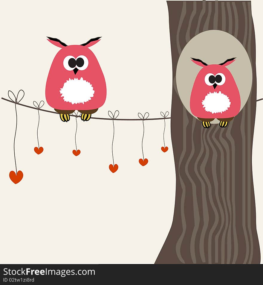 Cute Owls Couple In Love